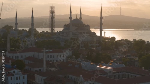 Wallpaper Mural Cinematic aerial shot of historic Faith District at sunrise in Istanbul, Turkey Torontodigital.ca