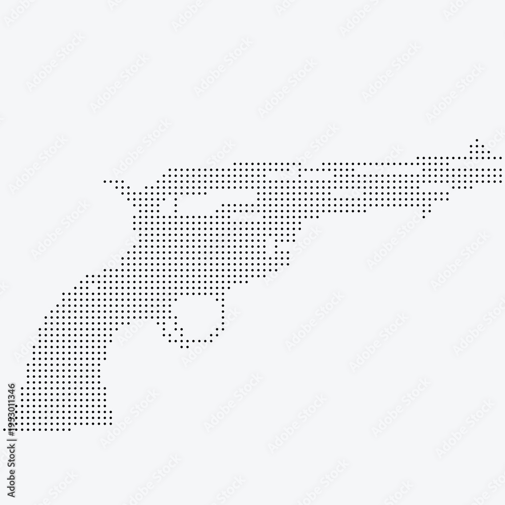 Obraz premium Revolver Halftone Dither Pixelated Bitmap Dotted Gun Weapon Firearm Pistol Dot Pattern Texture