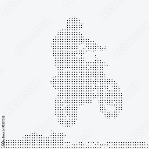 Motorcyclist Halftone Dither Pixelated Bitmap Dotted Rider Motorcycle Dirtbike Offroad Icon Graphic Vector