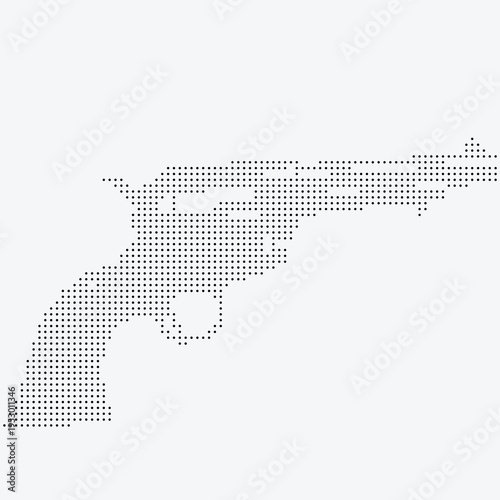 Revolver Halftone Dither Pixelated Bitmap Dotted Gun Weapon Firearm Pistol Dot Pattern Texture