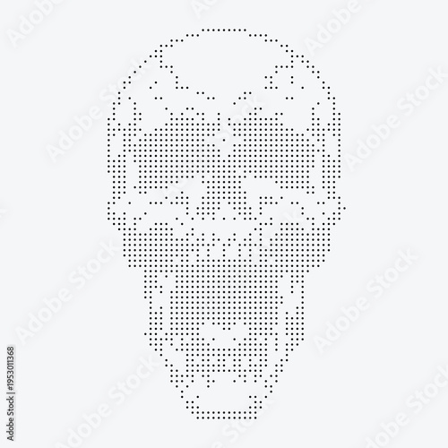 Skull Halftone Dither Pixelated Bitmap Dotted Pattern Vector Graphic Art Design Element