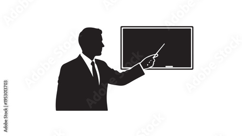 Business man presentation silhouette icon
