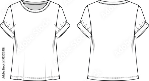 Women High Waisted Straight Midi Skirt Technical Fashion Flat Sketch Vector Illustration with Center Seam CAD Drawing Flat Vector Illustration