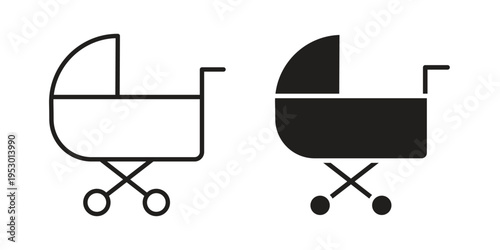 Baby carriage icon set concept vector graphics for web UI
