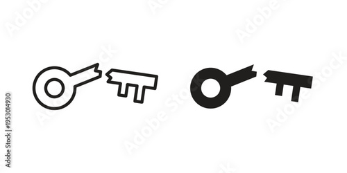 Broken key icon set concept vector graphics for web UI
