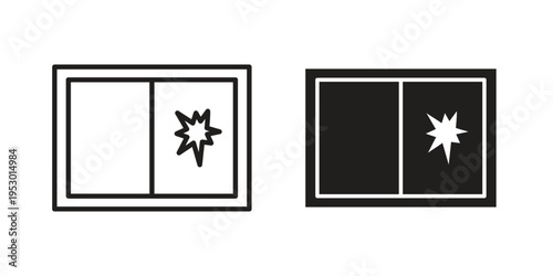 Broken window icon set concept vector graphics for web UI