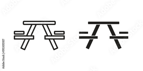 Camping table icon set concept vector graphics for web UI