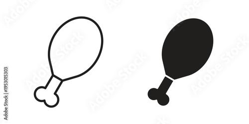 Chicken leg icon set concept vector graphics for web UI