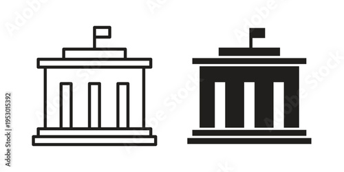 City hall building icon set concept vector graphics for web UI