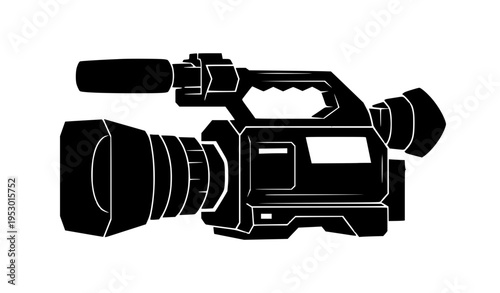 Modern Geometric Video Camera Silhouette Vector with Bold Digital Camcorder Design