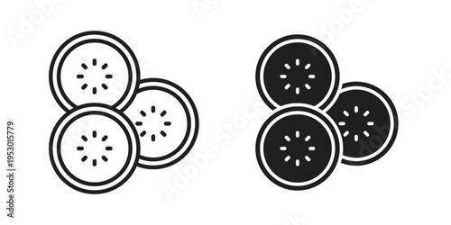 Cucumber slice icon set concept vector graphics for web UI
