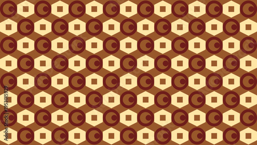 Retro Geometric Pattern in Brown and Beige