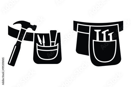 Tools belt hammer nails and screws vector icon
