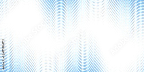 Blue dotted wave line pattern. Light halftone undulate net background. Abstract air flowing particle wallpaper. Vector curve dashed gradient element for poser, banner, presentation, booklet, flyer