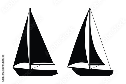Sailboat and yacht silhouette icons