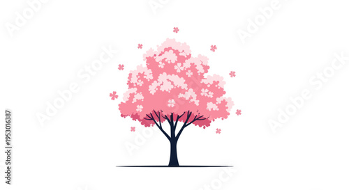 Pink Blossoms on Tree Branches.