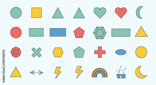 Collection of various geometric shapes icons.