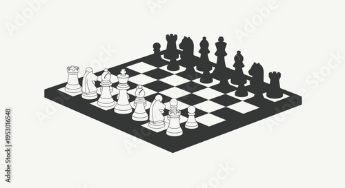 Chess board with pieces arranged.