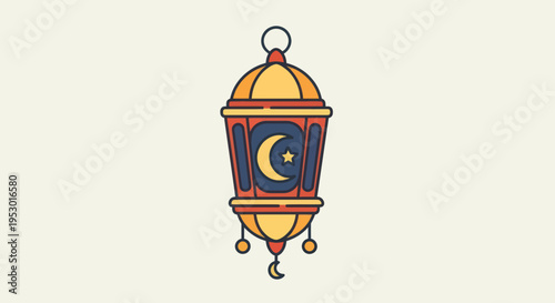 Islamic Lantern with Crescent Moon Design.