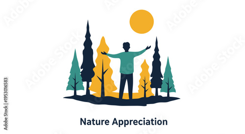 Man Appreciating Nature With Open Arms.