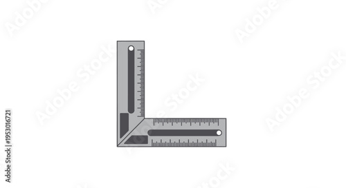 Metal L shaped ruler tool instrument.
