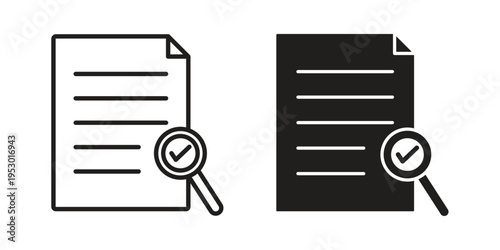 Document verification icon set concept vector graphics for web UI