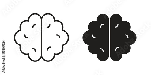 Human brain icon set concept vector graphics for web UI