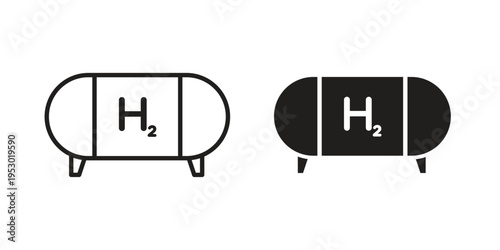 Hydrogen gas tank icon set concept vector graphics for web UI