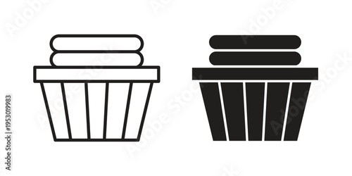 Laundry basket icon set concept vector graphics for web UI