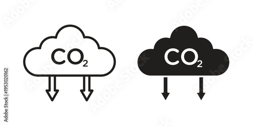 Low carbon dioxide icon set concept vector graphics for web UI