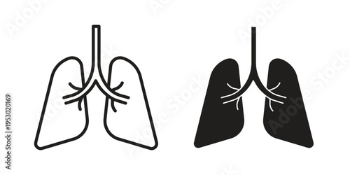 Lung icon set concept vector graphics for web UI