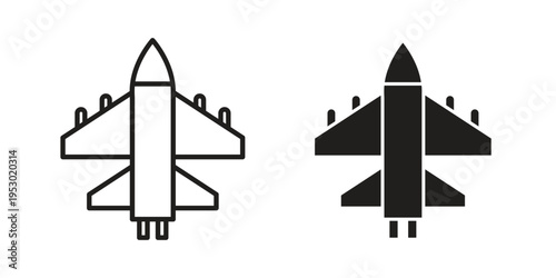 Military aircraft icon set concept vector graphics for web UI
