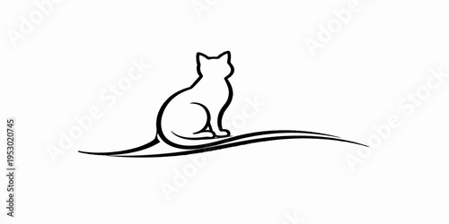 Cute black cat silhouette and dog vector illustration featuring cartoon animals like a kitten and squirrel in a clean domestic nature art design