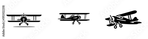 Vintage Vigor: Classic Biplane Soars High in Black and White