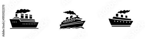 Vintage Nautical Adventure: A Classic Steamship's Journey in Black and White