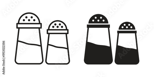 Salt and pepper shakers icon set concept vector graphics for web UI