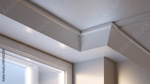 Wallpaper Mural Modern Interior Architecture Ceiling and Wall Details with Molding Decoration, a Clean Window Edge, and Ambient Light on White Surfaces Torontodigital.ca