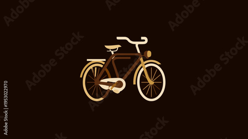 A bicycle graphic is shown, done in an outlined retro style. The color palette utilizes browns