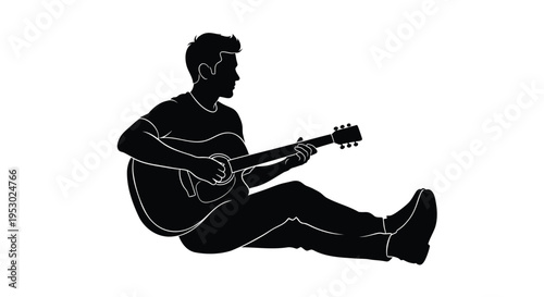 Vector illustration of a man playing acoustic guitar