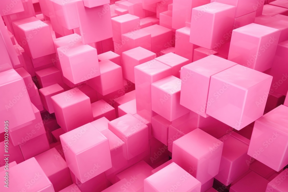 Obraz premium Pink 3d cubes forming a vibrant futuristic geometric structure and modern abstract background