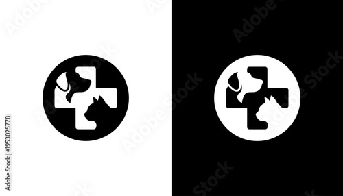 Two puzzle pieces connect in circle icons on black and white backgrounds