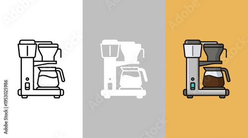 Coffee Maker Illustrations in Different Colors and Backgrounds