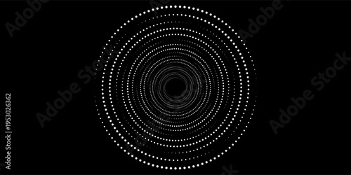 Set of black thick halftone dotted speed lines. Speed lines in circle form. Geometric art. Design element for frame, logo, tattoo, web pages, prints, posters, template, abstract vector background.