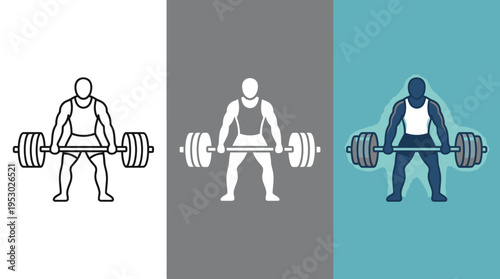 Weightlifter Lifting Dumbbell in Black, White, and Blue