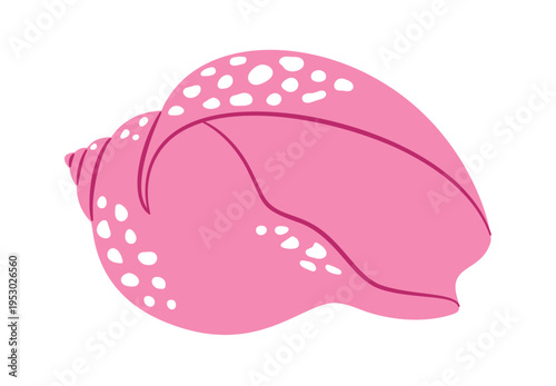 Pink cone seashell, flat style isolated. Marine vector clipart perfect for beach, summer, nautical design, summer branding, beach flyers, ocean themed designs, coastal decor. Vector illustration