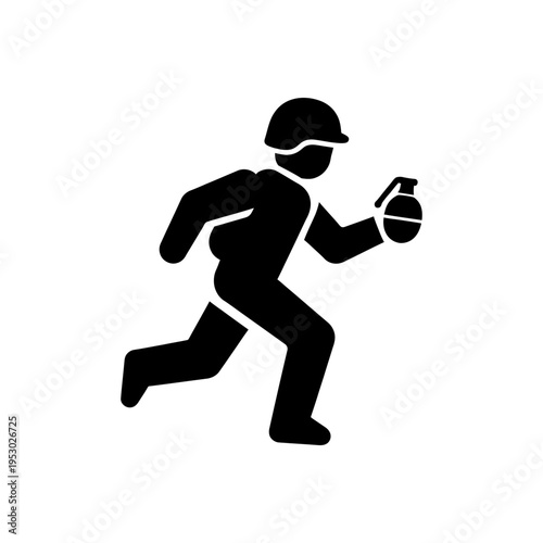 Soldier Charging With Grenade Icon