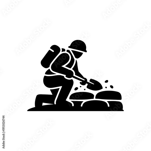 Soldier Digging Defensive Trench Icon