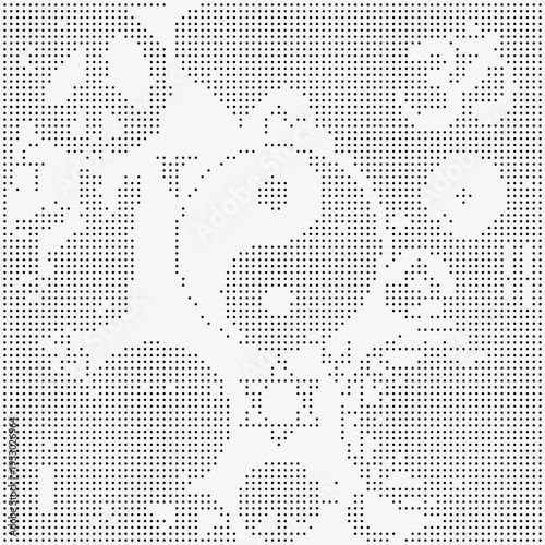 Yin Yang Dither Pixeled Bitmap Halftone Dotted Pattern Abstract Background Texture Graphic Design Element