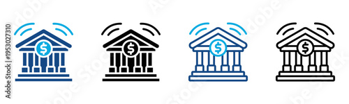 Online Banking Icon Multiple Style Vector Illustration