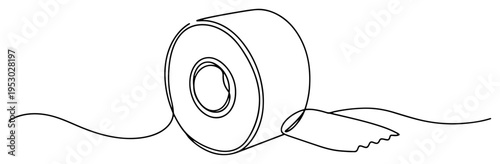 One line illustration of a roll of adhesive tape for packaging and home repairs